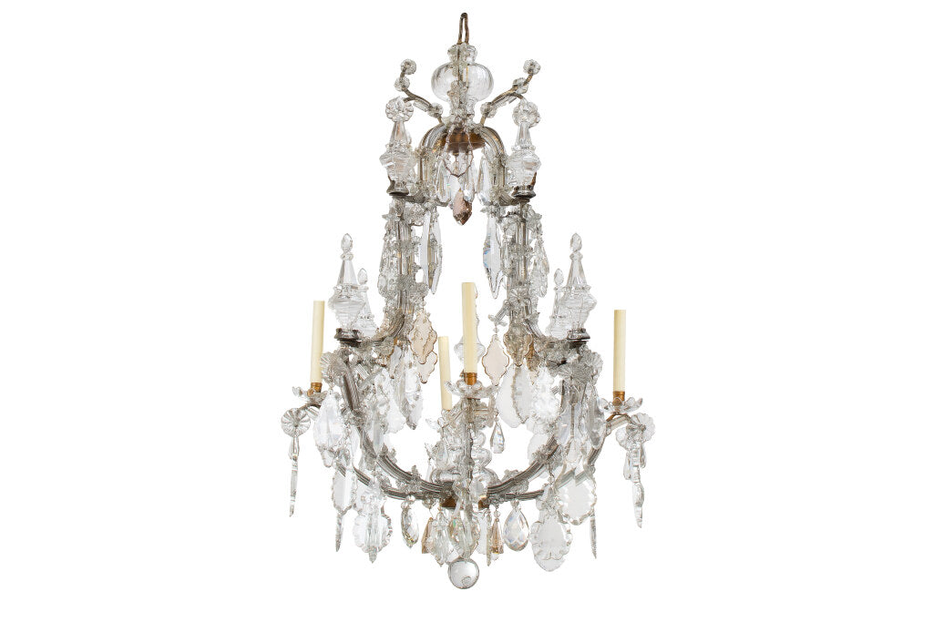 Silvered Iron And Crystal Pendalogues "Maria Teresa"  Four Light Default