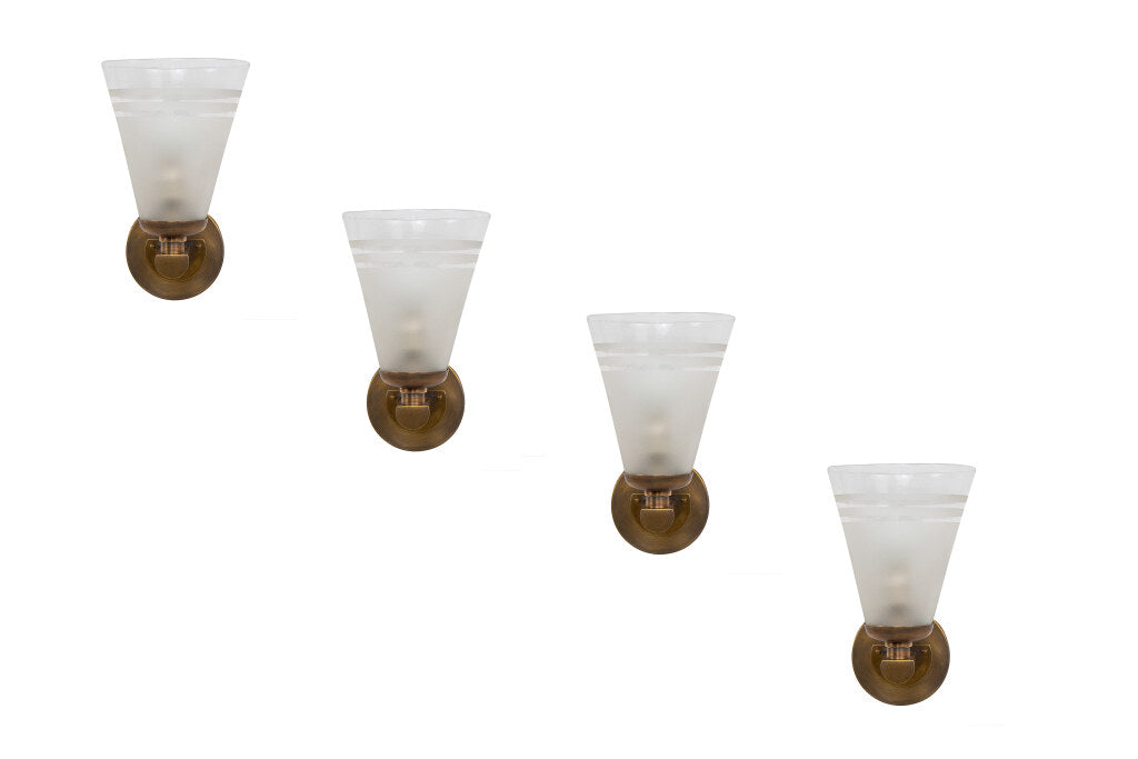 Venetian Glass And BrassSet Of Four  One Light Sconces By FRATEL Default