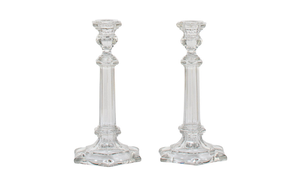 Pressed Glass Candlesticks, England 19th Century Default