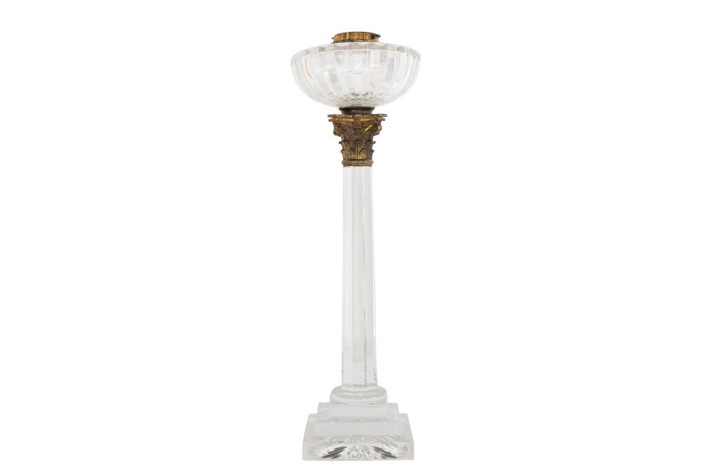 Cut Crystal Regency Column With Gilt Bronze Capital And Font Tab Default