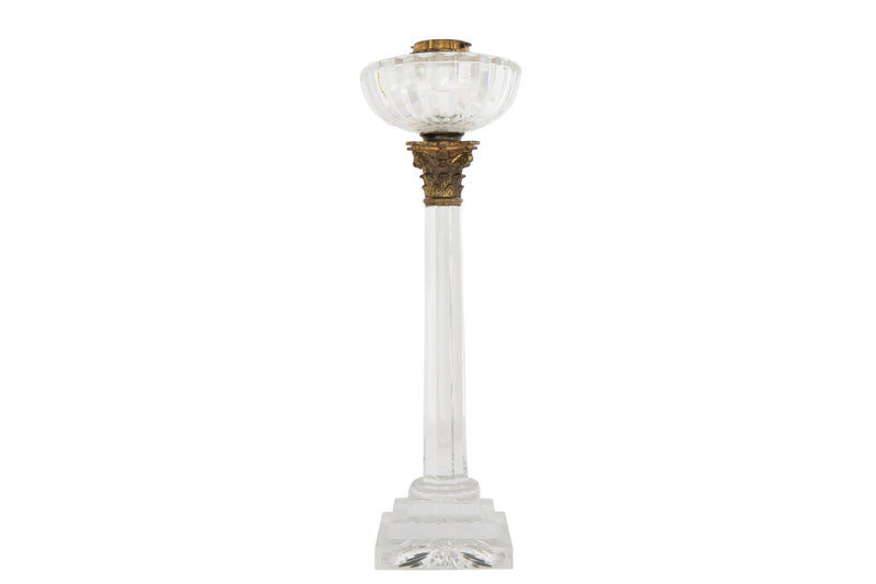 Cut Crystal Regency Column With Gilt Bronze Capital And Font Tab
