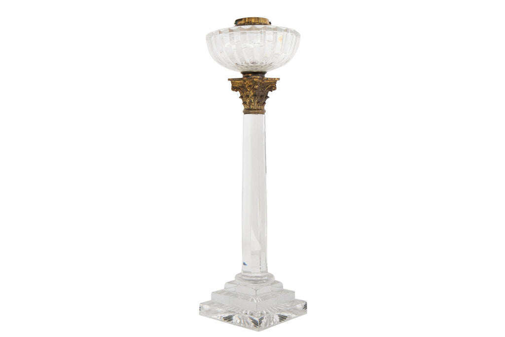 Cut Crystal Regency Column With Gilt Bronze Capital And Font Tab Default