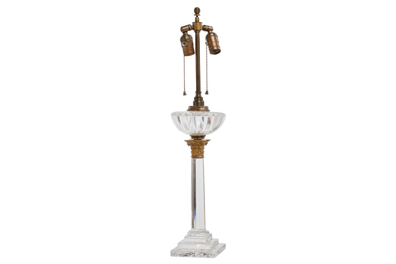 Crystal Regency Column Table Lamp With Gilt Bronze Capital And F