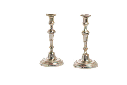 Silvered Bronze Candlesticks, England 19th Century Default