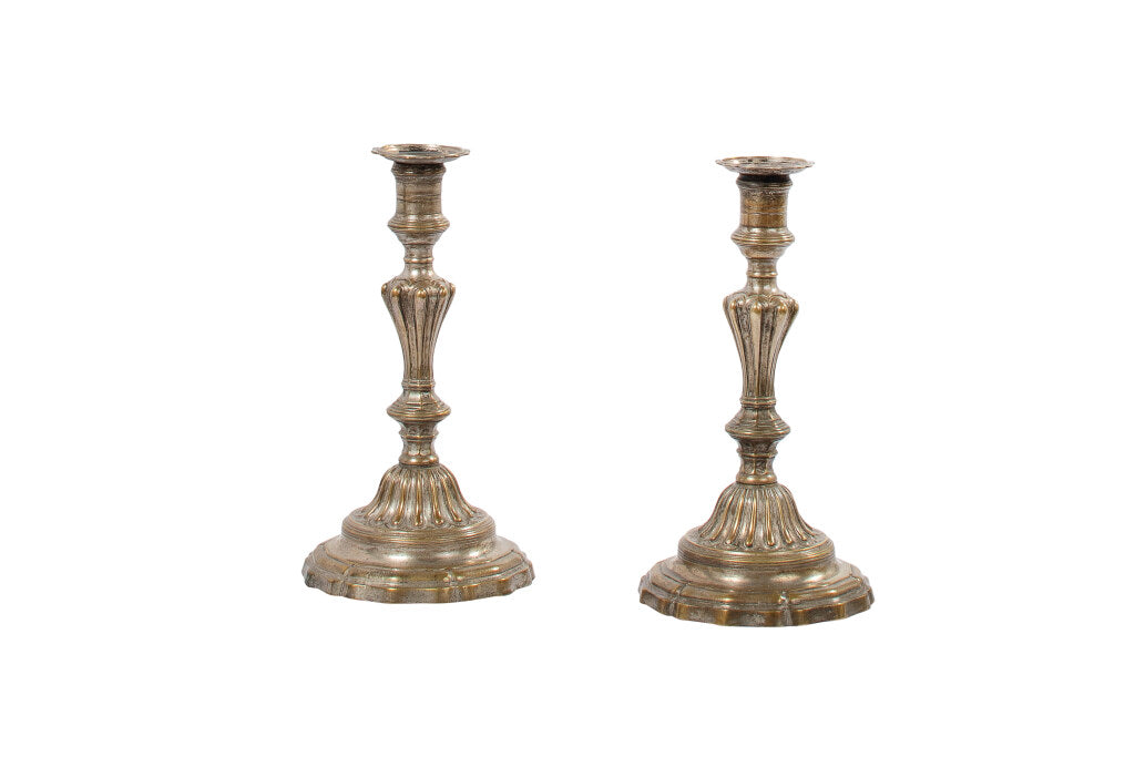 Silvered Bronze L.XV Candlesticks, France 18th Century Default