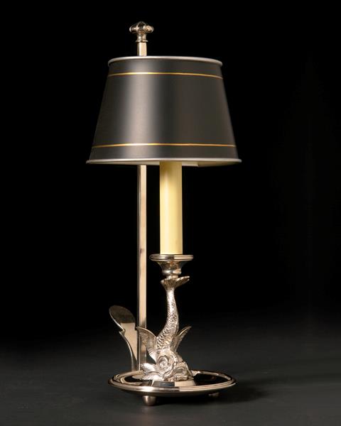 Silvered Bronze And Painted Tole Dolphin Motif One Light Bouillo