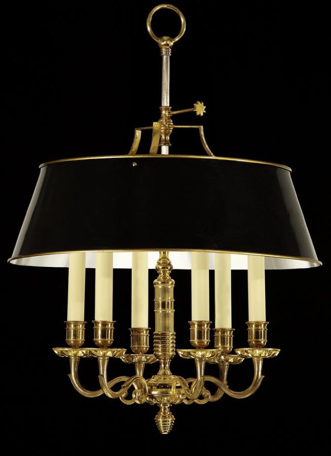 Gilt Bronze And  Painted Tole Shade  Bouillotte Style Six Light