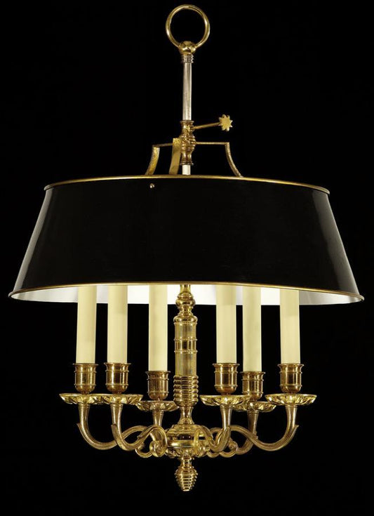 Gilt Bronze And  Painted Tole Shade  Bouillotte Style Six Light