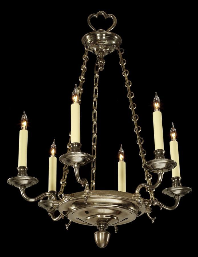 Antique Finished Brass Dutch Style  Six Light Chandelier