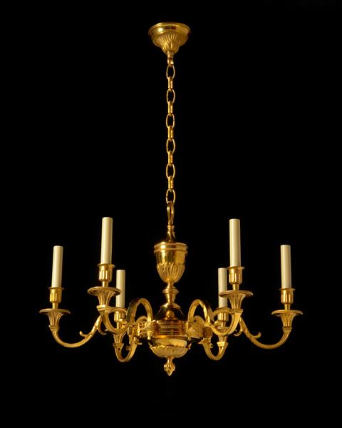 Gilt Bronze L.XVI Style Six Light Chandelier