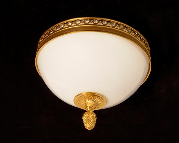 Gilt Bronze Circle Motif Gallery Two Light Flushmount With Opali
