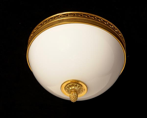 Gilt Bronze Demilune Motif Gallery Two Light Flushmount With Opa