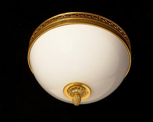 Gilt Bronze Demilune Motif Gallery Two Light Flushmount With Opa