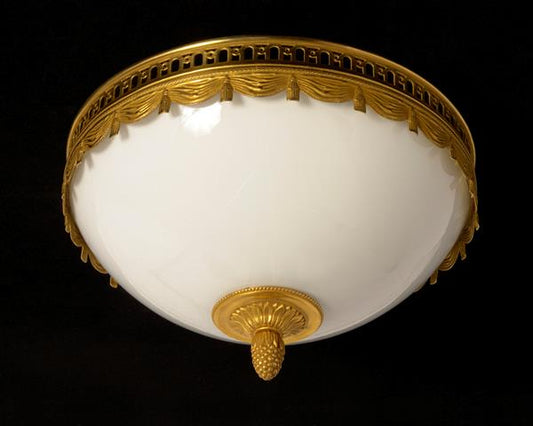 Gilt Bronze Swag And Tassel Motif Gallery Two Light Flushmount W