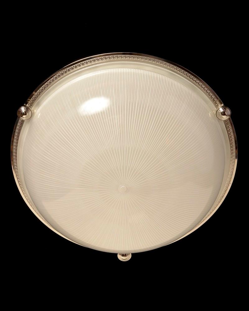 Nickeled  Bronze Five Light Flush Mount With Molded Ribbed Glass