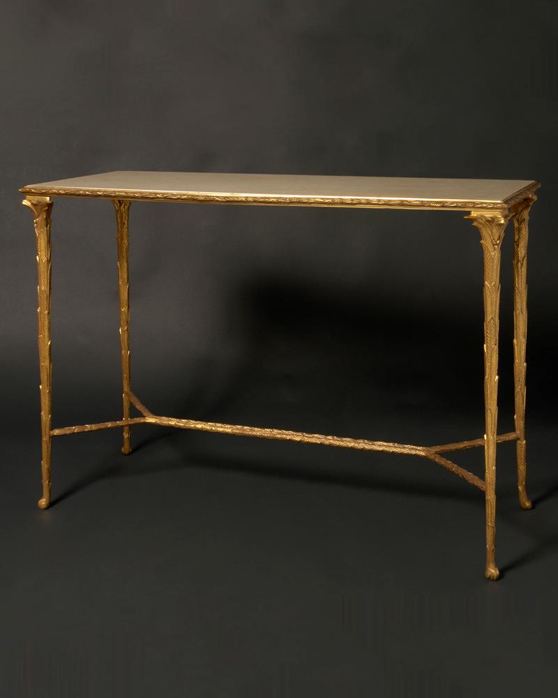 Gilt Bronze And Marble Console With Laurel Leaf Motif