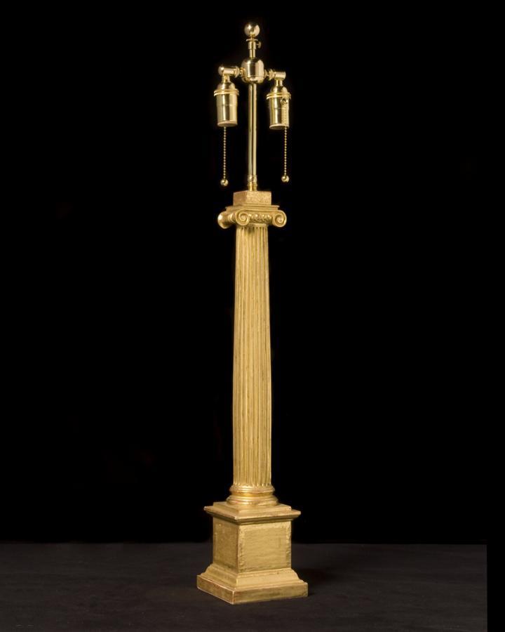 Gilt Wood And Gesso Ionic Fluted Column Lamp