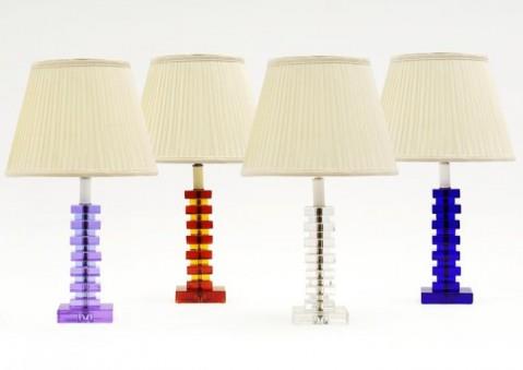 Alexandrite Mauve Colored Crystal Art Deco Style Table Lamp