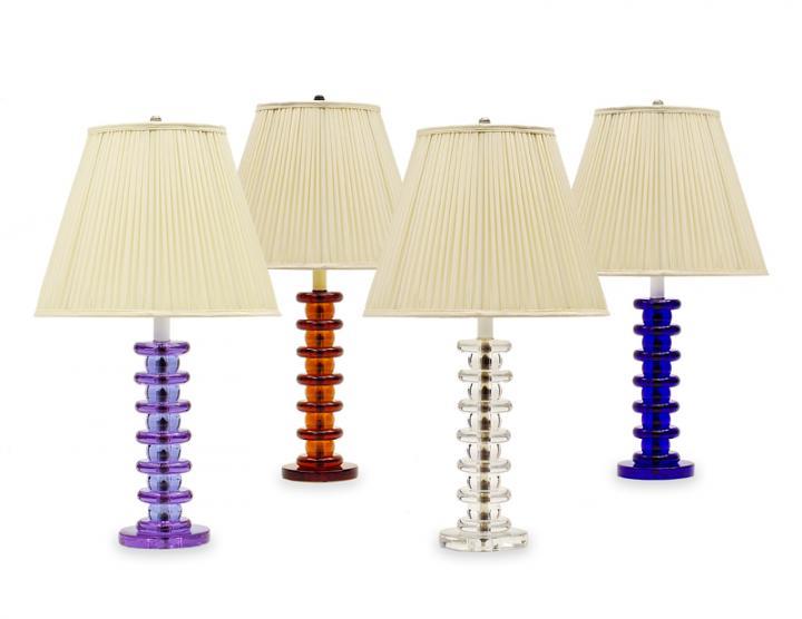 Amber Colored Crystal Art Deco Style Table Lamp