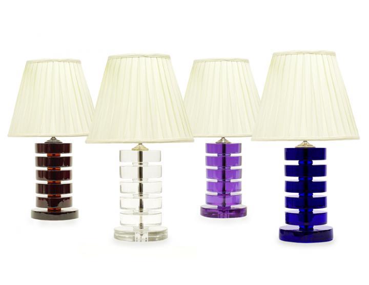 Cobalt Blue Colored Crystal Art Deco Style Table Lamp