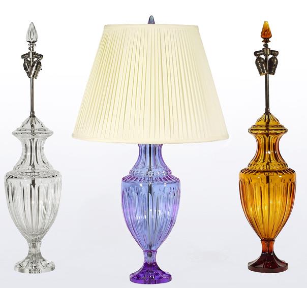 Crystal Amber Colored  Urn Shaped Table Lamp With Matching Finial