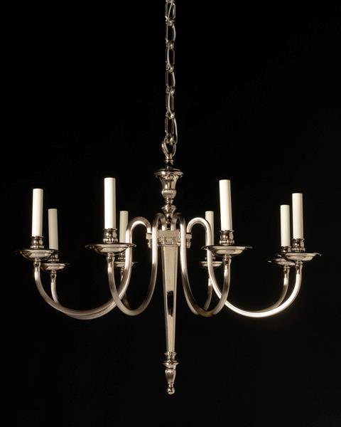 Nickeled Bronze Adam Style Eight Light Chandelier