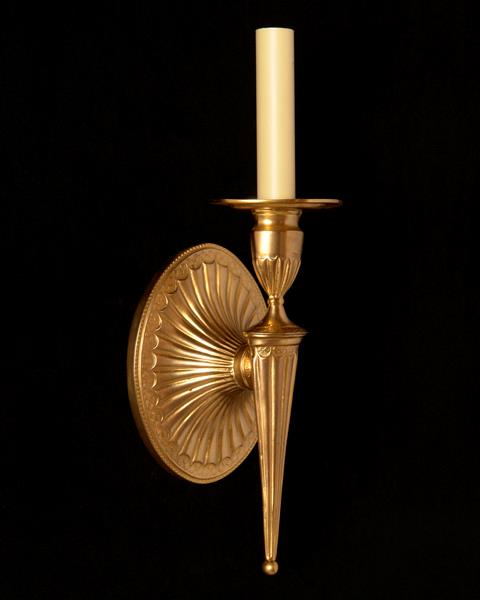 Gilt Bronze Adam Style Gadrooned Oval Back One Light Sconce