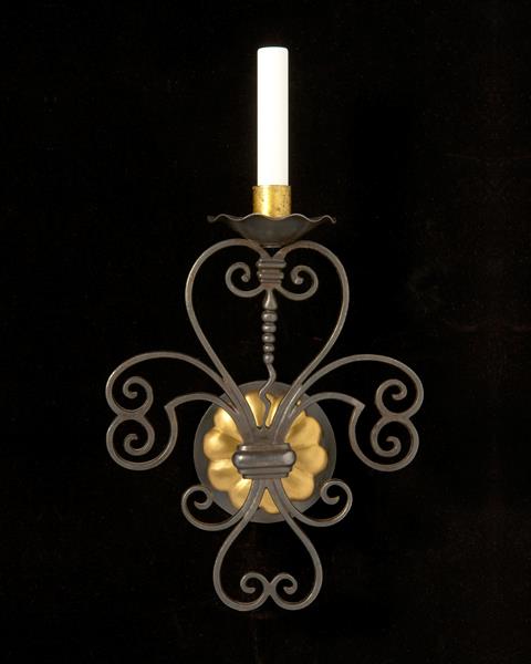 Gilt And Patinated Bronze One Light Sconce With Serpentine Desig