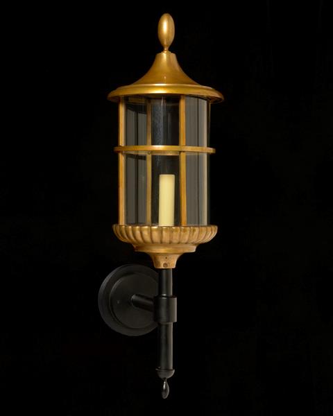 Patinated And Black Bronze One Outdoor Light Lantern With Glass
