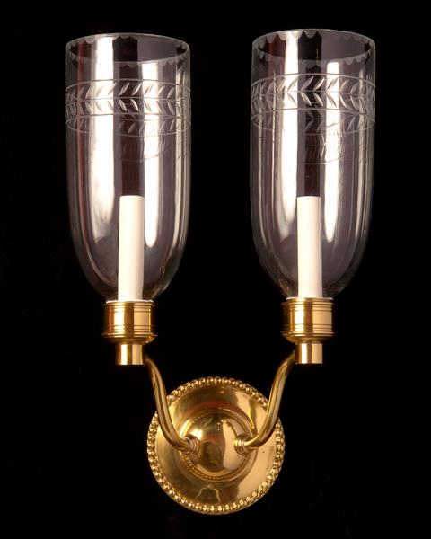 Federal Style Gilt  Bronze Two Light Sconce With Etched Hurrican