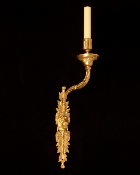 Gilt Bronze Regence Style Lion Motif One Light Sconce