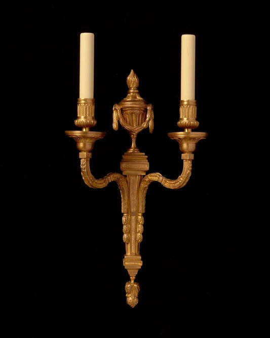 Gilt Bronze L.XVI Style Two Light Sconce With Urn
