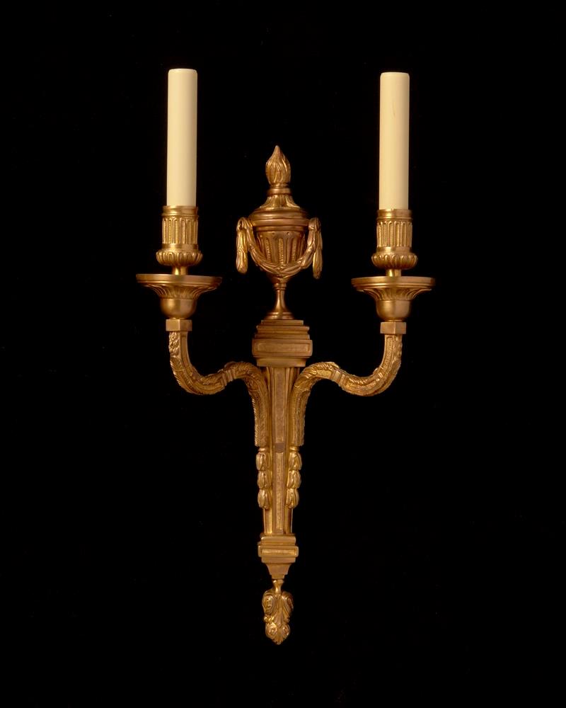 Gilt Bronze L.XVI Style Two Light Sconce With Urn