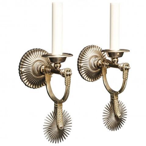 Silver and Iron Gaucho Spur One Light Sconces, Argentina 19th Century