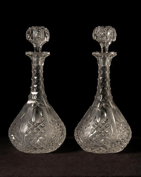 Cut Crystal Victorian Decanters With Stoppers, England 19th Century