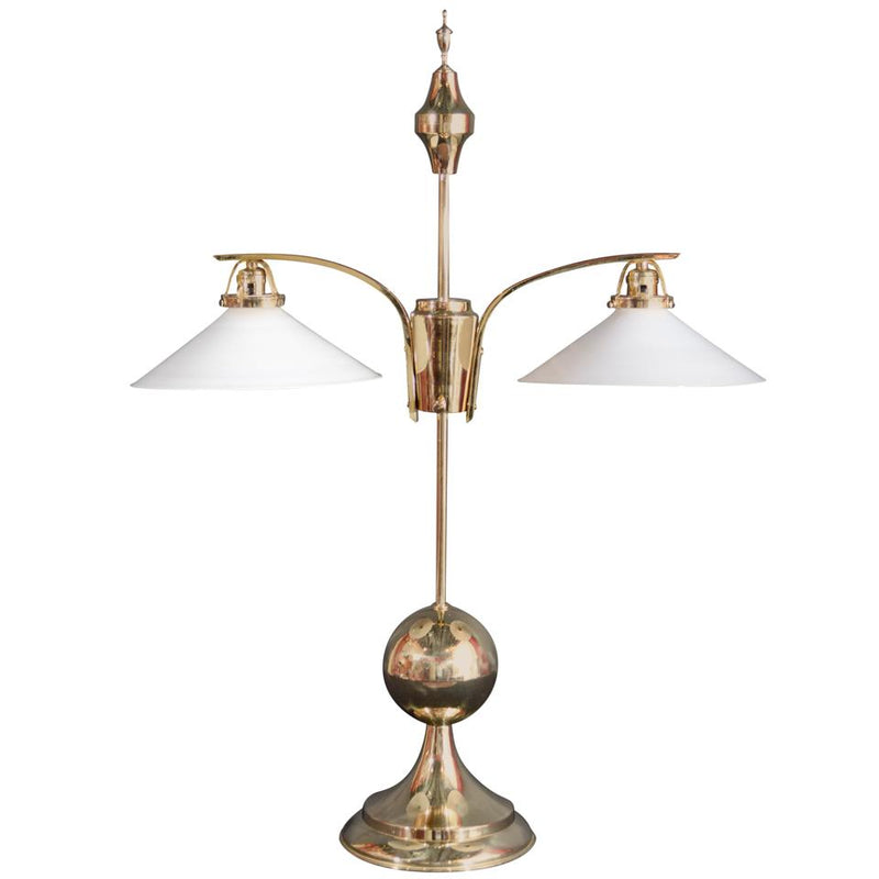 Brass And Opaline Glass Adjustable Student Table Lamp, Denmark 2