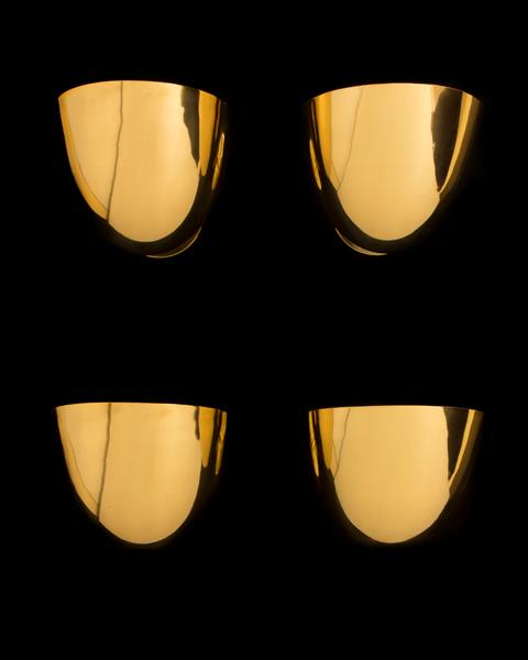 Brass Curved Shaded Upright One Light Sconces By POULSEN, Denmar