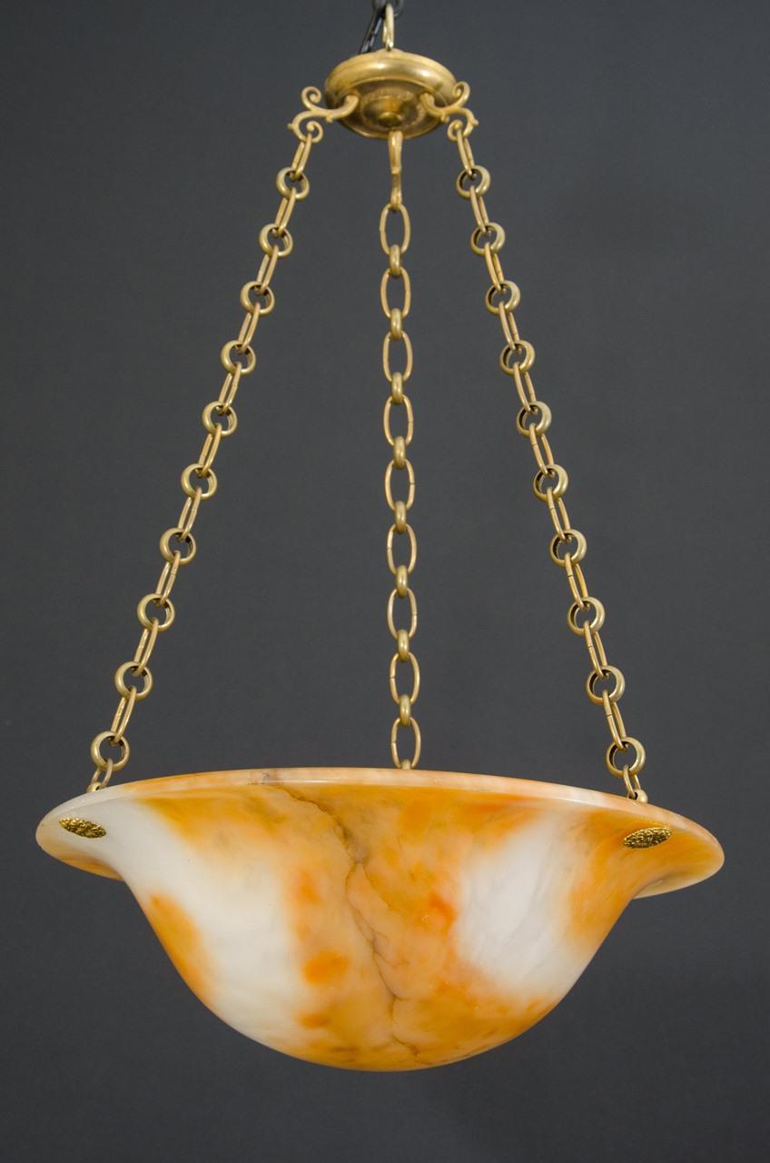 Hand Carved And Polished Art Deco  Alabaster Pendant, Sweden, Ci