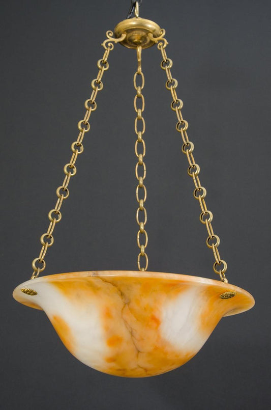 Hand Carved And Polished Art Deco  Alabaster Pendant, Sweden, Ci