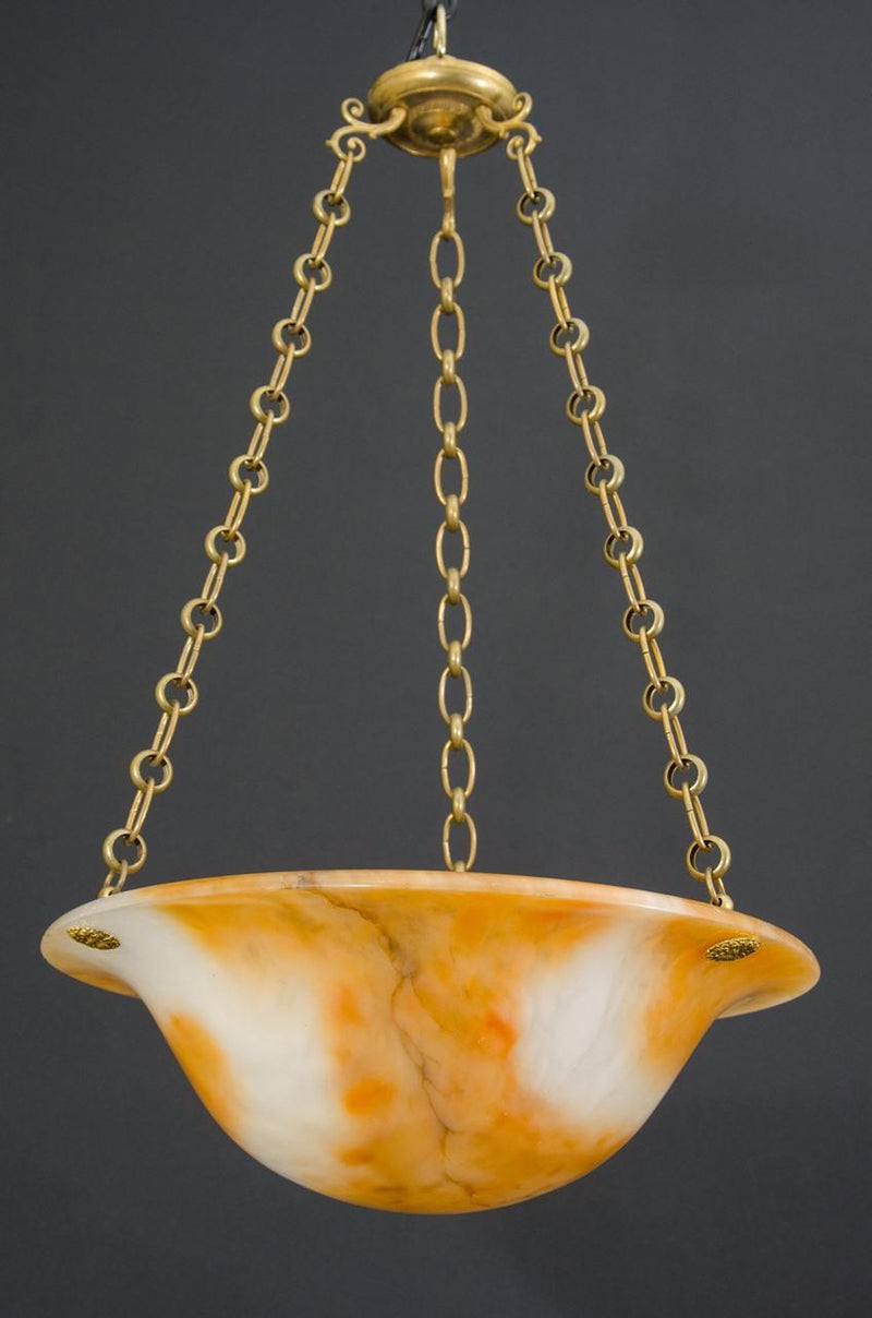 Hand Carved And Polished Art Deco  Alabaster Pendant, Sweden, Ci