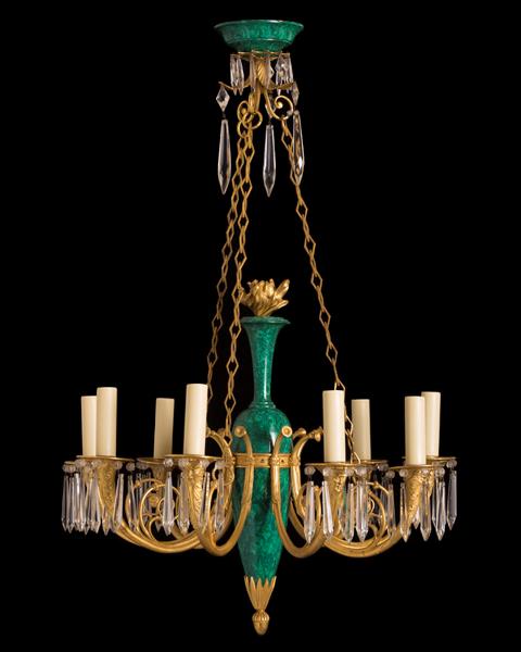 Gilt Bronze And Faux Finished Malachite Directoire Style Eight L