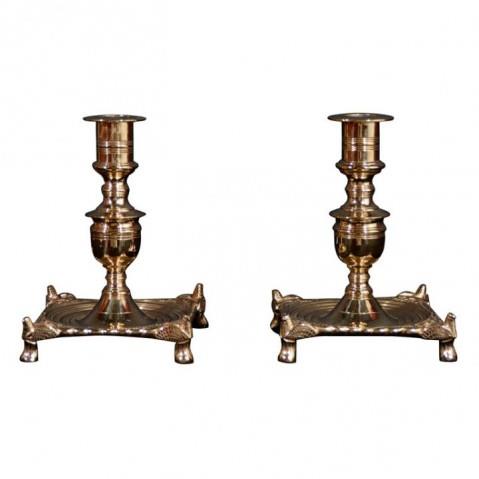 Brass Baroque Style Candle Sticks, Scandinavia Circa 1900