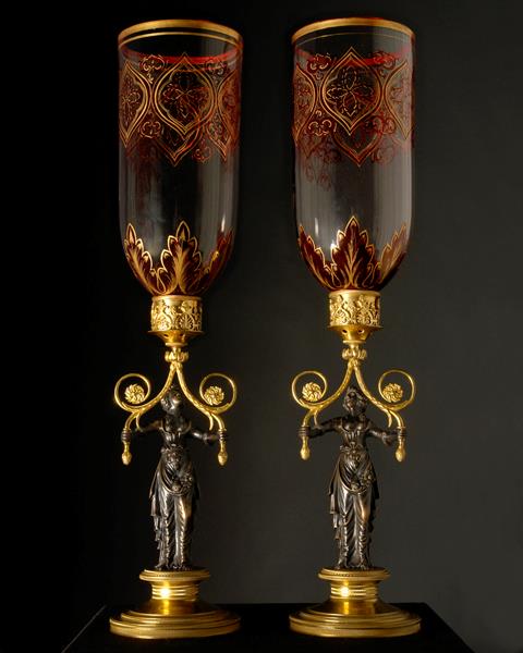 Black And Gilt Bronze Regency  Figural One Light Table Lamps Wit