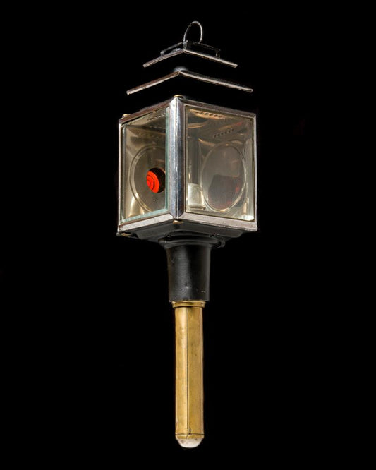 Painted Tole, Brass And Glass Coach Lantern, England 19th Century