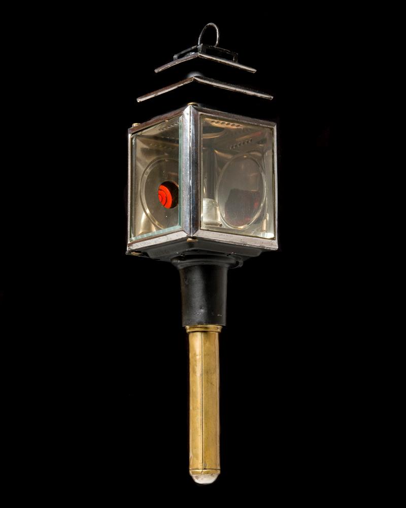 Painted Tole, Brass And Glass Coach Lantern, England 19th Century
