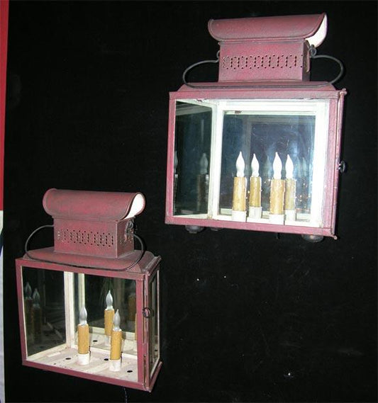 Painted Tole Two Light Station Lanterns, France 20th Century