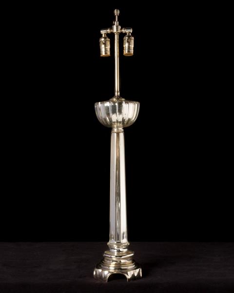 Mercury Glass Table Lamp With Font, Early 20th Century