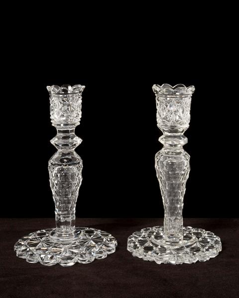 Cut crystal candle sticks, England, circa 1880