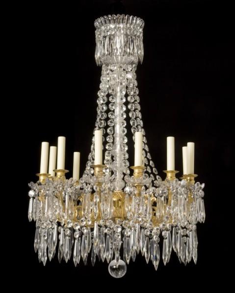 Gilt Bronze and Crystal Twelve Light "BACCARAT" Chandelier, Fran