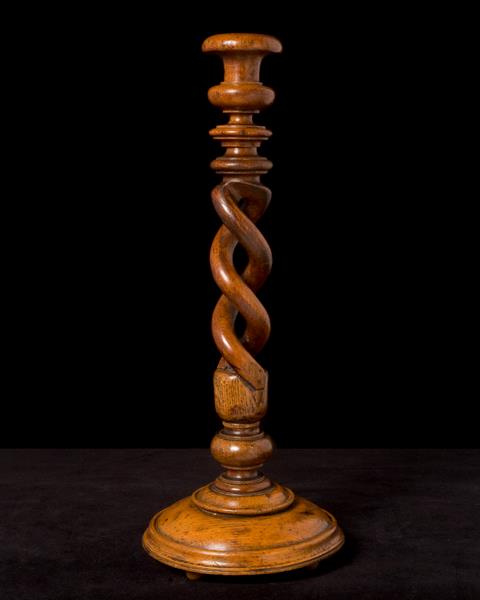 Oak twist candle stick, England, circa 1875